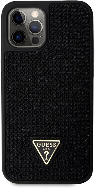Handyhülle Guess Rhinestones Triangle Metal Logo Cover für iPhone 12 Pro Max Black ...