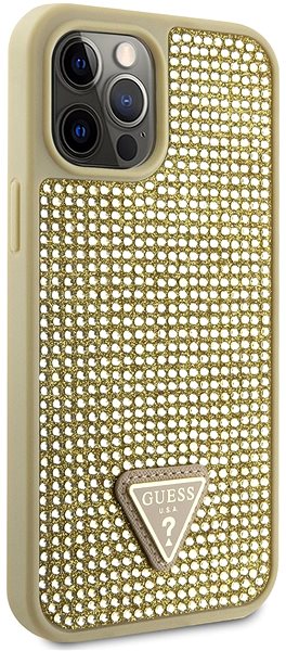 Handyhülle Guess Rhinestones Triangle Metal Logo Cover für iPhone 12 Pro Max Gold ...