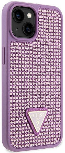 Kryt na mobil Guess Rhinestones Triangle Metal logo kryt pre iPhone 14 Purple ...