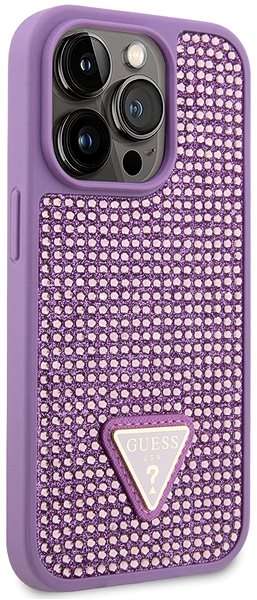 Handyhülle Guess Rhinestones Triangle Metal Logo Cover für iPhone 14 Pro Purple ...