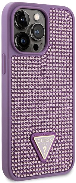 Handyhülle Guess Rhinestones Triangle Metal Logo Cover für iPhone 14 Pro Max Purple ...