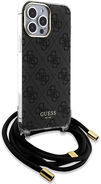 Handyhülle Guess IML 4G Printed Crossbody Back Cover für iPhone 15 Pro Max schwarz ...