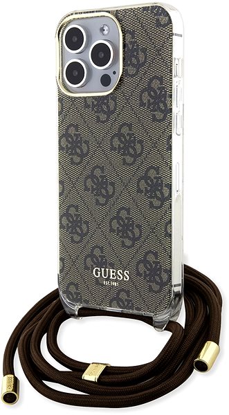 Handyhülle Guess IML 4G Printed Crossbody Back Cover für iPhone 15 Pro Max braun ...