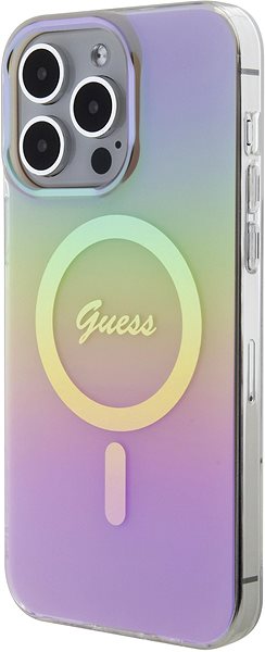 Handyhülle Guess IML Iridescent Script MagSafe Back Cover für iPhone 15 Pro Max pink ...