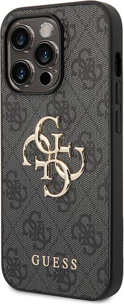 Kryt na mobil Guess PU 4G Metal Logo Zadný Kryt pre iPhone 15 Pro Grey ...