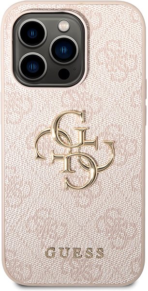 Telefon tok Guess PU 4G Metal Logo iPhone 15 Pro Max rózsaszín tok ...