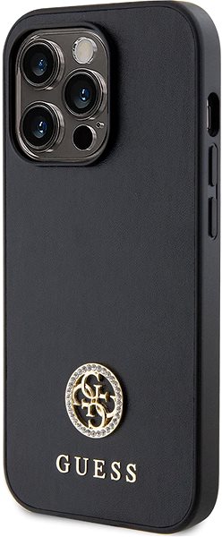 Telefon tok Guess PU 4G Strass Metal Logo iPhone 15 Pro fekete tok ...