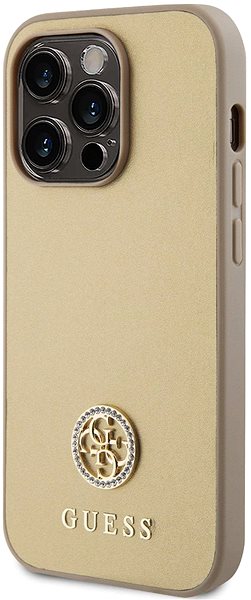 Handyhülle Guess PU 4G Strass Metal Logo Back Cover für iPhone 15 Pro Gold ...