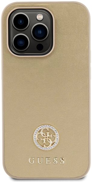 Handyhülle Guess PU 4G Strass Metal Logo Back Cover für iPhone 15 Pro Gold ...