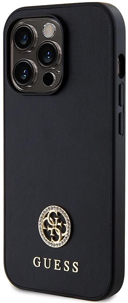 Kryt na mobil Guess PU 4G Strass Metal Logo Zadný Kryt pre iPhone 15 Pro Max Black ...