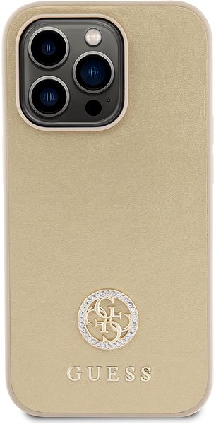 Handyhülle Guess PU 4G Strass Metal Logo Back Cover für iPhone 15 Pro Max Gold ...