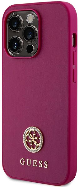 Handyhülle Guess PU 4G Strass Metal Logo Back Cover für iPhone 15 Pro Max Pink ...