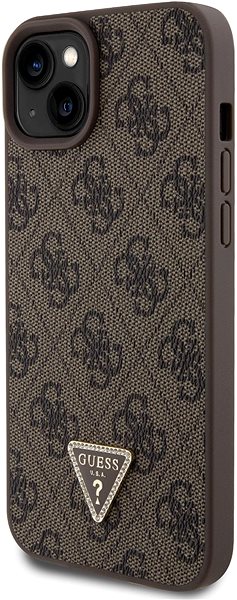 Handyhülle Guess PU 4G Strass Triangle Metal Logo Back Cover für iPhone 15 Plus Braun ...
