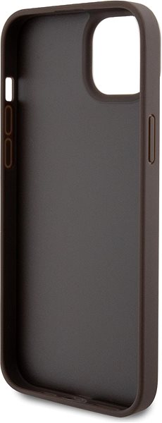 Handyhülle Guess PU 4G Strass Triangle Metal Logo Back Cover für iPhone 15 Plus Braun ...
