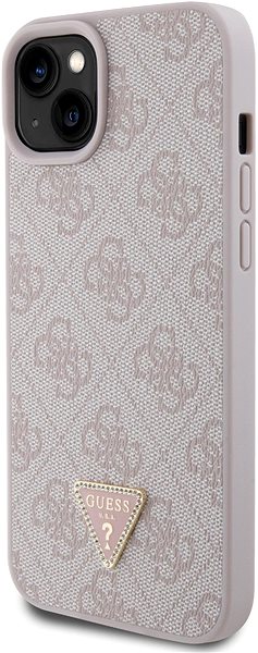 Handyhülle Guess PU 4G Strass Triangle Metal Logo Back Cover für iPhone 15 Plus Rosa ...