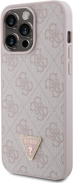 Handyhülle Guess PU 4G Strass Triangle Metal Logo Back Cover für iPhone 15 Pro Max rosa ...
