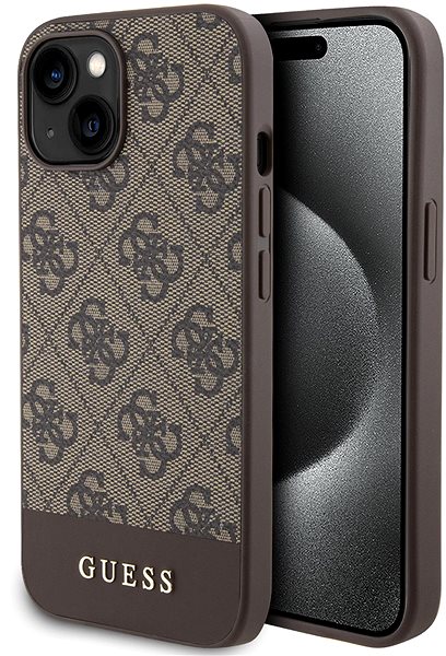 Handyhülle Guess PU 4G Stripe MagSafe Back Cover für iPhone 15 Braun ...