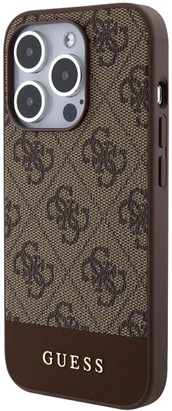 Handyhülle Guess PU 4G Stripe MagSafe Back Cover für iPhone 15 Pro Braun ...