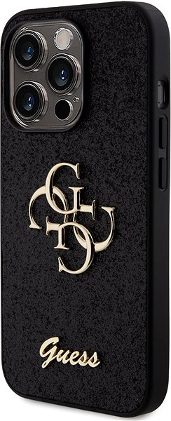 Handyhülle Guess PU Fixed Glitter 4G Metal Logo Back Cover für iPhone 15 Pro schwarz ...