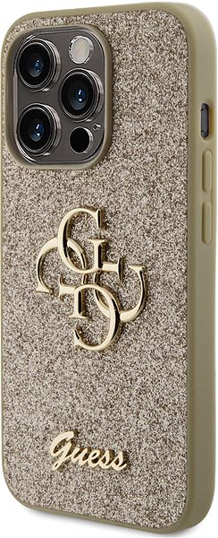Handyhülle Guess PU Fixed Glitter 4G Metal Logo Back Cover für iPhone 15 Pro gold ...