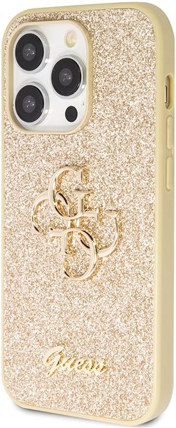 Handyhülle Guess PU Fixed Glitter 4G Metal Logo Back Cover für iPhone 15 Pro Max gold ...