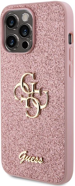 Telefon tok Guess PU Fixed Glitter 4G Metal Logo iPhone 15 Pro Max rózsaszín tok ...