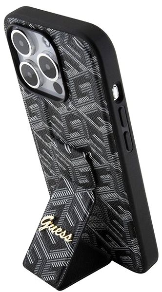 Handyhülle Guess PU Grip Stand G Cube Back Cover für iPhone 15 Pro Max Schwarz ...