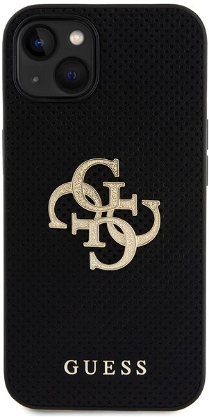 Telefon tok Guess PU Perforated 4G Glitter Metal Logo iPhone 15 fekete tok - hátlap ...