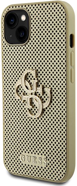Handyhülle Guess PU Perforated 4G Glitter Metal Logo Back Cover für iPhone 15 Gold ...