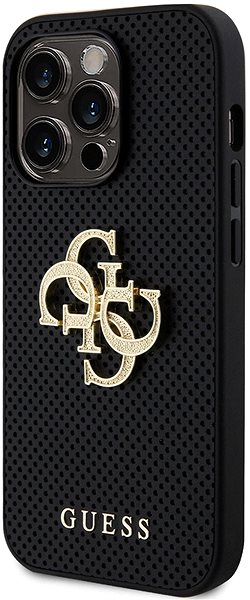 Handyhülle Guess PU Perforated 4G Glitter Metal Logo Back Cover für iPhone 15 Pro Schwarz ...
