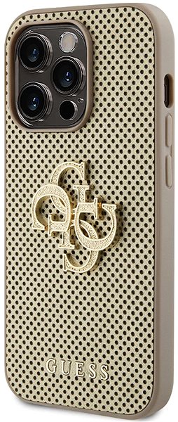 Handyhülle Guess PU Perforated 4G Glitter Metal Logo Back Cover für iPhone 15 Pro Gold ...