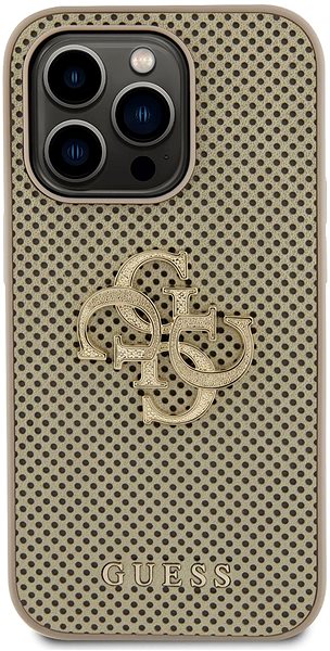 Telefon tok Guess PU Perforated 4G Glitter Metal Logo iPhone 15 Pro arany tok - hátlap ...