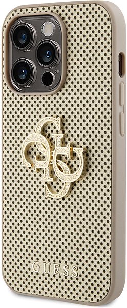 Telefon tok Guess PU Perforated 4G Glitter Metal Logo iPhone 15 Pro Max aranyszín tok ...