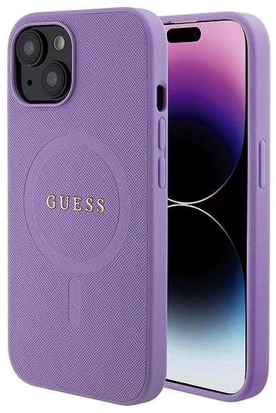 Kryt na mobil Guess PU Saffiano MagSafe Zadný Kryt pre iPhone 15 Plus Purple ...