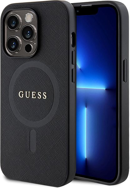 Handyhülle Guess PU Saffiano MagSafe Back Cover für iPhone 15 Pro Max schwarz ...