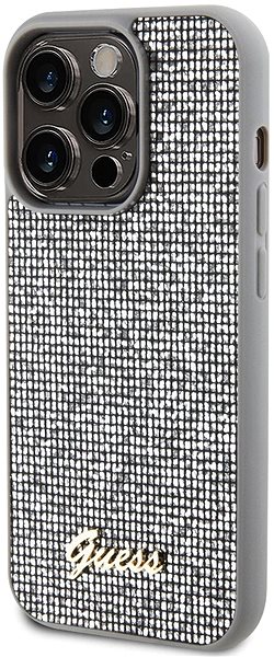 Handyhülle Guess PU Square Mirror Script Logo Back Cover für iPhone 15 Pro Max Silber ...