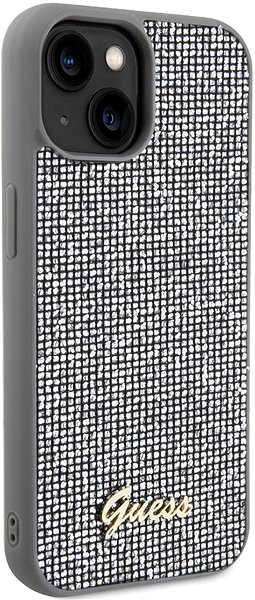 Handyhülle Guess PU Square Mirror Script Logo Back Cover für iPhone 15 Silber ...