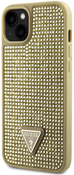 Handyhülle Guess Rhinestones Triangle Metal Logo Back Cover für iPhone 15 Gold ...