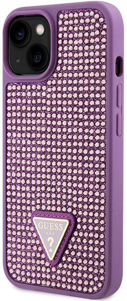 Handyhülle Guess Rhinestones Triangle Metal Logo Cover für iPhone 15 Plus lila ...