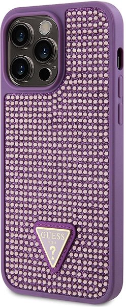 Kryt na mobil Guess Rhinestones Triangle Metal Logo Kryt pre iPhone 15 Pro Max Purple ...