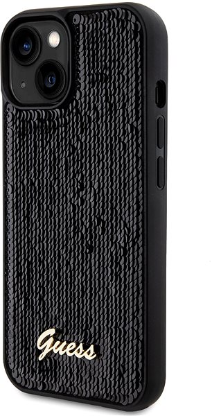 Handyhülle Guess Sequin Script Logo Back Cover für iPhone 15 Schwarz ...