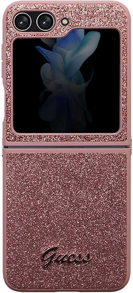 Handyhülle Guess PC/TPU Glitter Flakes Metal Logo Back Cover für das Samsung Galaxy Z Flip 5 Pink ...