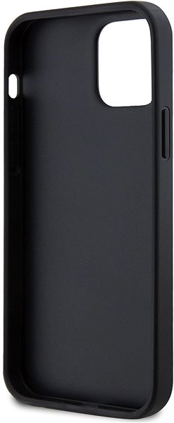 Telefon tok Guess Perforated 4G Glitter Metal Logo iPhone 12/12 Pro fekete PU hátlap tok ...
