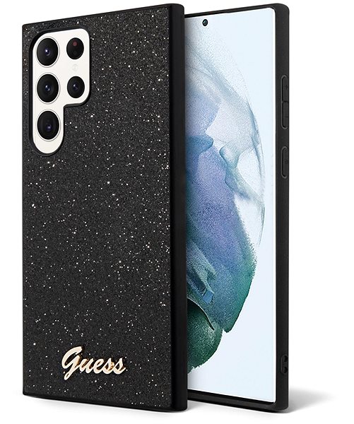 Kryt na mobil Guess PC/TPU Glitter Flakes Metal Logo Zadný Kryt na Samsung Galaxy S24 Ultra Black ...