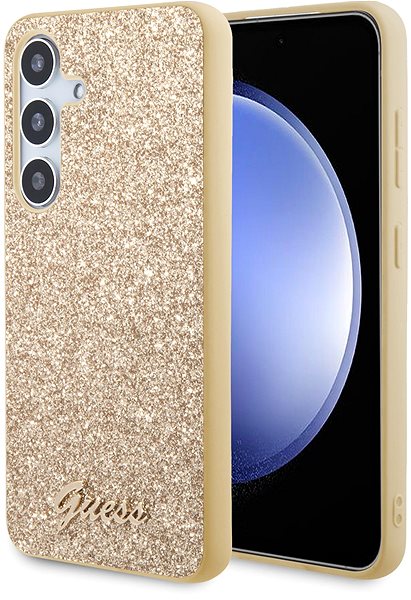 Kryt na mobil Guess PC/TPU Glitter Flakes Metal Logo Zadný Kryt na Samsung Galaxy S24+ Gold ...