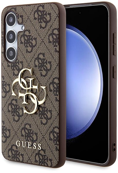 Kryt na mobil Guess PU 4G Metal Logo Zadný Kryt na Samsung Galaxy S24 Brown ...