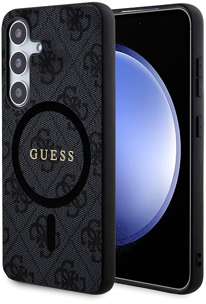 Handyhülle Guess PU Leather 4G Colored Ring MagSafe Backcover für das Samsung Galaxy S24 Black ...