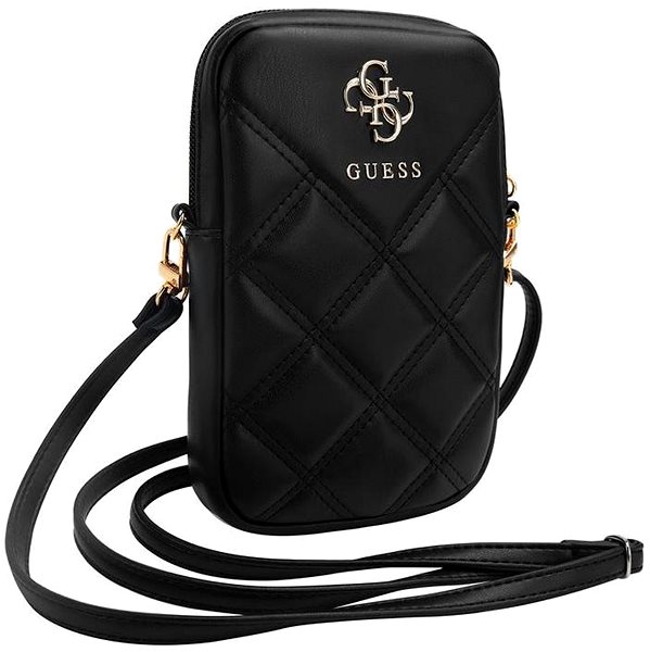 Softcase-Handyhülle Guess PU Quilted 4G Metal Logo Handyhülle mit Reißverschluss, schwarz ...