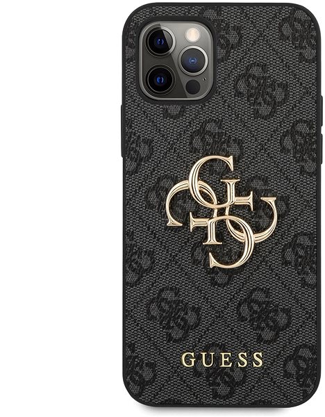 Handyhülle Guess PU 4G Metall Logo Back Cover für Apple iPhone 12/12 Pro Grey ...