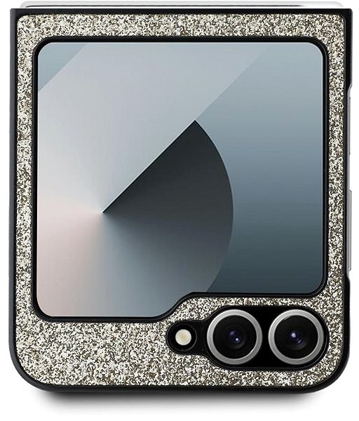 Handyhülle Guess PC/TPU Glitter Flakes Metal Logo Bck Cover für das Samsung Galaxy Z Flip6 Gold ...